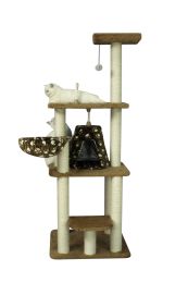 Armarkat 64"" Cat Wooden Step Classic Tower Tree Condo Scratcher Kitty House Chocolate