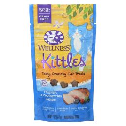 Wellness Pet Products Cat Treat - Kittles - Chicken & Cranberries - Case of 14 - 2 oz