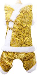 Fashion Pet Dog Clothes Chinese Style Tang Suit Winter Dress Golden