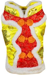 Fashion Pet Dog Warmth Clothes Chinese Style Tang Suit Winter Dress Yellow