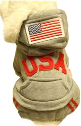 Warmth Pet Dog Clothes Winter Dress Fashion Pet Dog Clothing USA Cloth Gray