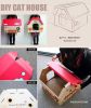 DIY Collapsible Cat House Folded Cardboard House Cat Bed(40*45*35 CM)