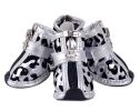 PU Non-slip Zipper Dog Boot Pet Casual Shoes, Silver Leopard Print