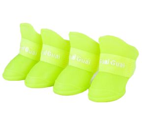 Fashional Water-proof Dog Rain Boot Pet Casual Shoes, Lemon Yellow, L