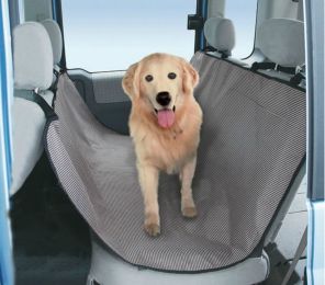 Striped Bench Seat Dog Car Seat Cover Light Gray- One Size Fit Most: 51""Wx53""H
