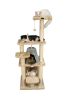 Armarkat 65-Inch Wooden Step Cat Tower Tree Condo Scratcher Kitten house-Beige