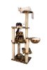 Armarkat 66-Inch Wooden Step Cat Tower Tree Condo Scratcher Kitten house in SaddleBrown W/ White Paw Print