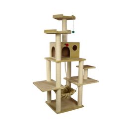 Armarkat 72-Inch Wooden Step Cat Tower Tree Condo Scratcher Kitten House - Beige