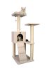 Armarkart 53-Inch Wooden Four Step Cat Tower Tree Condo Scratcher Kitten House- Ivory