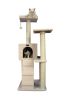 Armarkart 53-Inch Wooden Four Step Cat Tower Tree Condo Scratcher Kitten House- Ivory