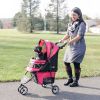Gen7Pets Regal 3 Wheeled Foldable Pet Safety Outdoor Travel Stroller - Raspberry Sorbet