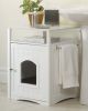 Merry Products White, Multifunctional Cat Washroom With Night Stand