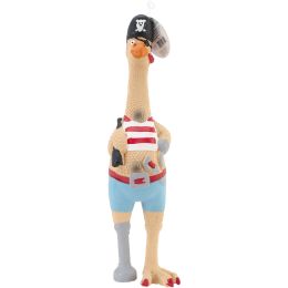 Large Captain Jack Rubber Chicken Dog Toy 17"" Tall-