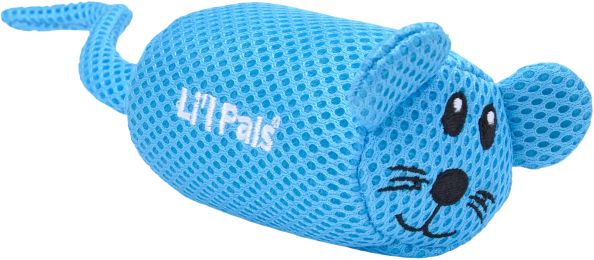Li'l Pals 5"" Mesh Dog Toy-Mouse-Blue