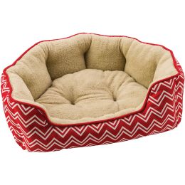 Sleep Zone 21"" Chevron Step-In Scallop Shape Dog Bed-Red