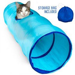 20"" Blue Krinkle Cat Tunnel with Peek Hole and Storage Bag